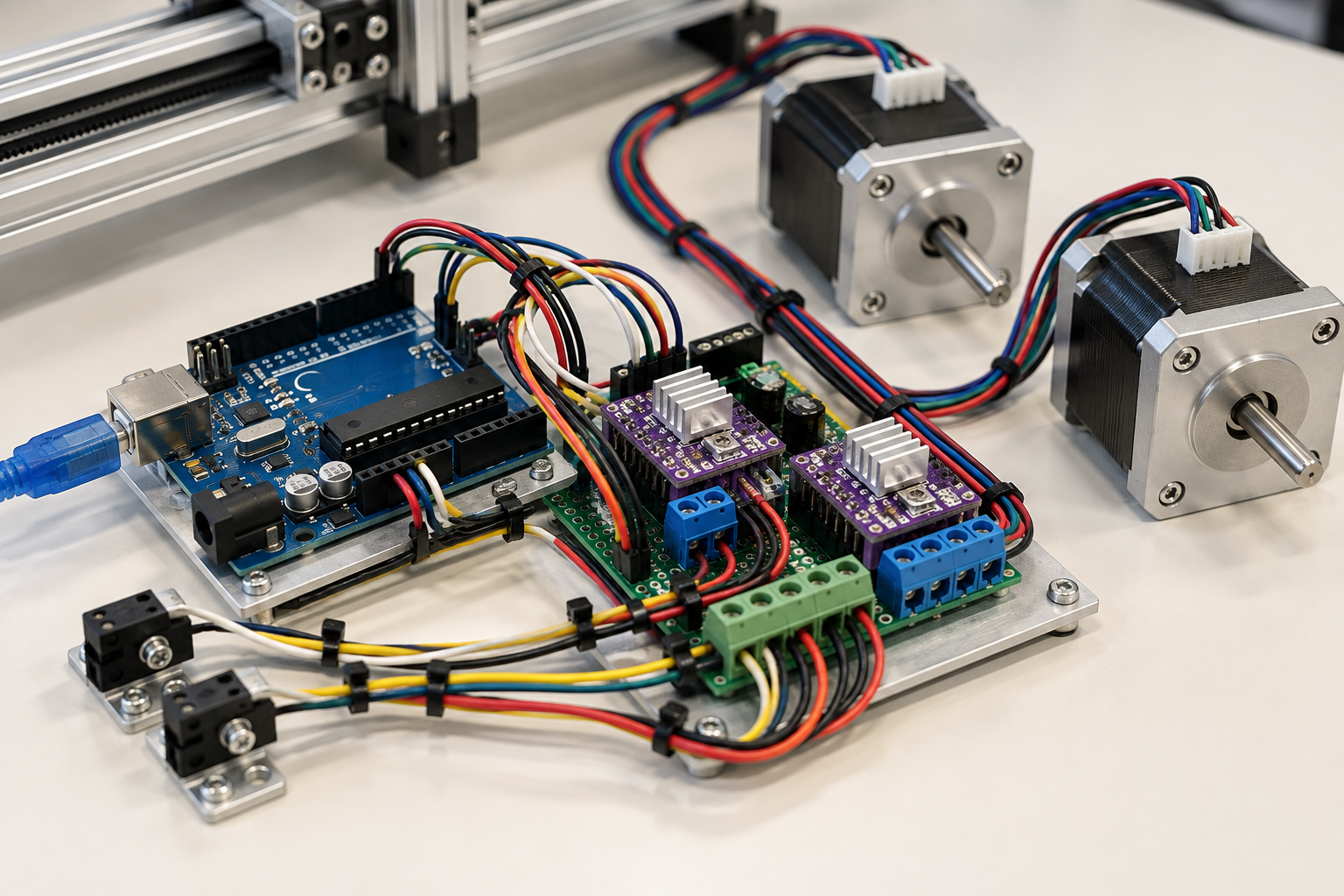 Arduino and DRV8825 electronics for dual-axis stepper motor control
